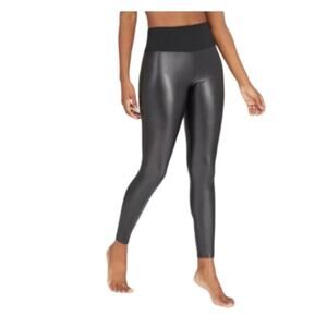 New ASSETS by SPANX Women's Very Black All Over Faux Leather Leggings Medium